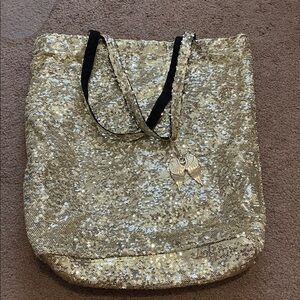 Victoria's Secret Gold Sequin Tote with Black Accents